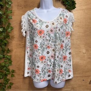 Floral Print Fringe Women's Top